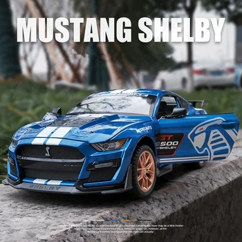 1:24 Ford Mustang Shelby GT500 Модель Спортивного Автомобиля Из сплава, Изготовленная на заказ, Металлическая Игрушечная Модель Автомобиля, Имитирующая Звук, Коллекция Света, Подарки Для Детей