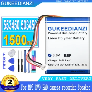 1500 мАч GUKEEDIANZI Батарея 553450 503450 Для MP3 DVD PAD камера рекордер Динамик Большой Мощности Bateria