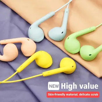 2023 Новые стереонаушники Macaron Универсальные 3,5 мм спортивные музыкальные затычки для ушей Проводной микрофон для наушников Xiaomi earbuds