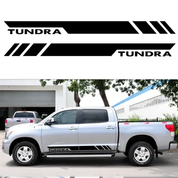 2ШТ полосатых автомобильных наклеек для внедорожных гонок для Toyota TUNDRA, креативное украшение, модифицированная отделка дверной юбки, виниловые наклейки, аксессуары