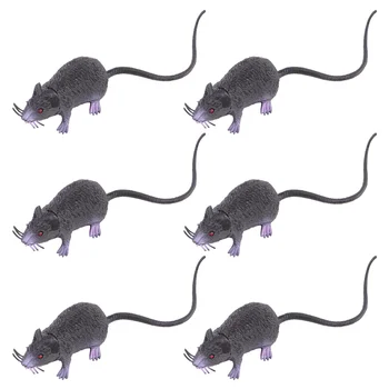 6 Крыс, пластиковые игрушки, реалистичная черная крыса с красными глазами для декора или розыгрышей.