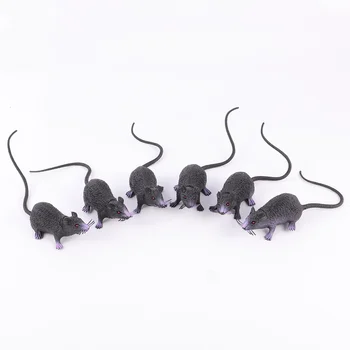 6 шт. ужасных поддельных мышей, похожих на реалистичных крыс, игрушечных мышей, хитрая игрушка для вечеринок и розыгрышей (черный)