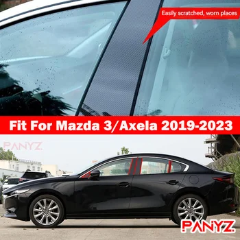 8шт. Автомобильные Дверные Оконные стойки, Наклейка на накладку, Глянцевые Черные Детали экстерьера для Mazda 3/Axela 2019 2020 2021 2022 2023