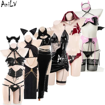 AniLV Новая серия демонов на Хэллоуин 2023 года, униформа для косплея, женское платье-паук, ведьма, летучая мышь, комплект одежды ужасов вампиров, костюмы