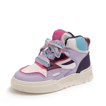 CUZULLAA/ Осенняя спортивная обувь в стиле пэчворк для девочек, модные кроссовки для детей, обувь на плоской подошве на шнуровке для мальчиков, размер 26-37