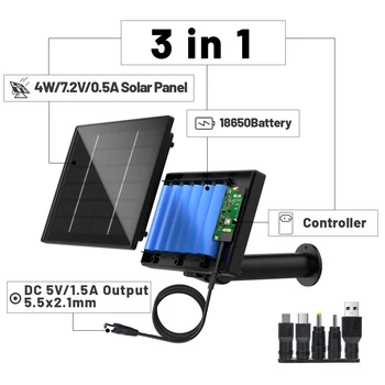 D4R 4 Вт Солнечная Панель Питания 18000 мАч Powerbank Солнечная Быстрая Зарядка IP66 Водонепроницаемый 5 В 6 В Выход Micro USB /Type C DC Для Дикой Камеры