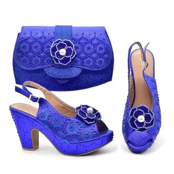 Doershow, очаровательные туфли и сумка в тон синим, хит продаж, женские итальянские туфли и сумка в комплекте для вечеринки, свадьбы!  HGW1-1