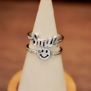 FoYuan Японское и Корейское вязаное кольцо с буквами для женщин в простом стиле Sen, персонализированное двухслойное улыбающееся лицо