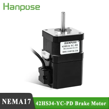 hanpose 12V с 4 выводами 28N.cm 1.3A 42HS34-YC-PD для фрезерного станка с ЧПУ Шаговый двигатель с тормозом на постоянных магнитах nema17
