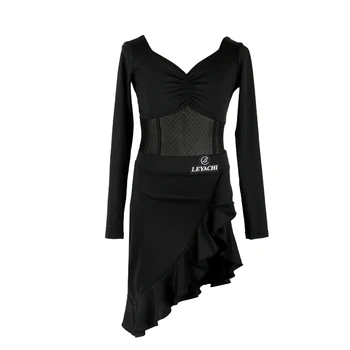 NY07 LT6A35KX, боди с длинным рукавом, юбка для латиноамериканских танцев Lotus Kids для девочек, костюм для профессиональных соревнований по бальным танцам Самбы