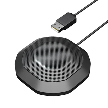 USB-конференц-микрофон 360-градусный всенаправленный конденсаторный Компьютерный ПК-микрофон с сенсорным отключением звука Plug & Play Совместим с Windows macOS