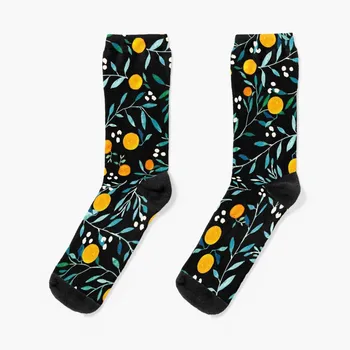 Апельсины на черных носках мужские носки хлопчатобумажные носки женские носки с героями мультфильмов в стиле ретро