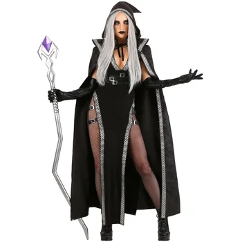 Волшебная Ведьма Зомби Маскарад Косплей Униформа Платье Плащ Набор Костюмов на Хэллоуин для Женщин