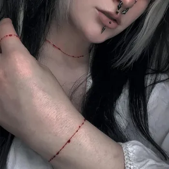 Готические Тонкие браслеты с каплями крови, ожерелье для женщин и девочек, индивидуальное панк-короткое ожерелье, украшения для косплея, украшения для Хэллоуина.