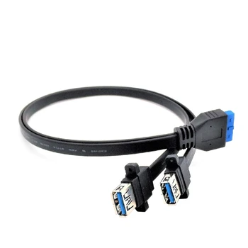 Двухпортовый кабель-адаптер USB3.0 для крепления на панели с внутренним винтом к материнской плате 20pin