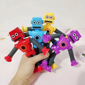 Детские игрушки на присосках, надувные трубки для снятия стресса, телескопическая игрушка-робот, игрушки с сенсорными сильфонами, антистрессовая сжимающая игрушка