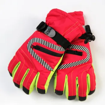 Детские лыжные перчатки Зимние ветрозащитные Водонепроницаемые на молнии Противоскользящие Толстые Теплые перчатки Для велоспорта на открытом воздухе Кемпинга Спортивных варежек