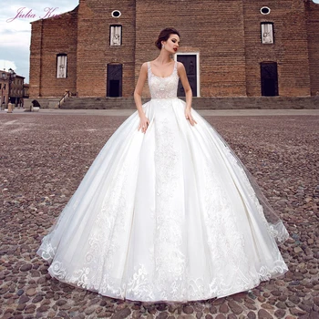 Джулия Куи, Роскошное бальное платье с квадратным вырезом, свадебные платья с нежным поясом, свадебное платье на шнуровке