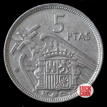 Испанский 5 Бисета 23 мм Эмблема Орла Франко Год выпуска старой монеты Случайный 100% оригинал