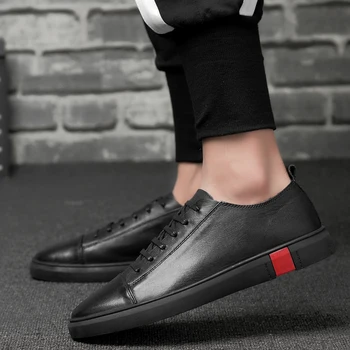 Итальянская мужская повседневная обувь из натуральной кожи, классические дизайнерские кроссовки на шнуровке, Дышащая обувь для скейтборда, спортивные кроссовки Tenis, мужская обувь