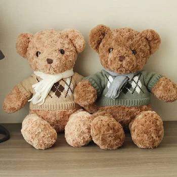 Кукольная подушка из коричневого полипропиленового хлопка, мягкая и удобная плюшевая игрушка, свитер в форме медведя, успокаивающий подарок для девочки, украшение для дома и спальни Унисекс