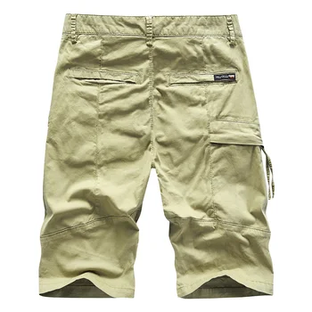 Летние Повседневные короткие брюки длиной до колен, мужские шорты прямого кроя с боковой молнией для мужчин 2023, Черный, Хаки, Карго