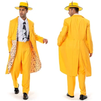 Маска Джима Керри, костюм для косплея, униформа, карнавальный желтый костюм на Хэллоуин