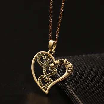Модное красочное ожерелье с подвеской в виде сердца из циркона, ожерелье для помолвки для женщин, медные украшения, подходящие для пар, женские подарки