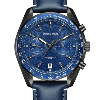 Модные часы Мужские 40-миллиметровые спортивные часы GMT Daniel Gorman Роскошные кварцевые наручные часы с двумя часовыми поясами, светящиеся, водонепроницаемые на 5 бар