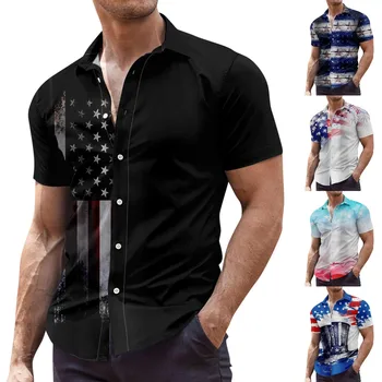 Мужская летняя свободная модная рубашка с короткими рукавами с пасхальным принтом, универсальная классическая рубашка с короткими рукавами для мужчин Ropa Hombre
