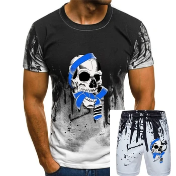 Мужская летняя футболка Бразильский череп для джиу-джитсу с синим поясом BJJ, мужская модная футболка