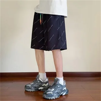 Мужские летние Новые шорты-бермуды Y2K, модные мужские прямые брюки длиной до колен, пляжные брюки для фитнеса, Дышащие Свободные Короткие брюки