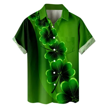 Мужские Летние Рубашки Для Мужчин, Свободные Модные Рубашки С Короткими рукавами, Топы, Зеленые Рубашки И Блузки С 3D Принтом, camisas de hombre рубашка