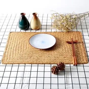 Натуральный коврик для стола, прямоугольные кухонные принадлежности, инструменты, коврик из морской травы, салфетки, аксессуары для кухонной посуды ручной работы