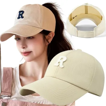 Новая летняя шляпа для женщин, бейсбольная кепка с конским хвостом, Однотонная солнцезащитная кепка с пустым верхом, Спортивная кепка для бега, солнцезащитный козырек для женщин, кепка для пони