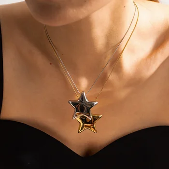 Новое ожерелье с подвеской в виде пятиугольной звезды из титановой стали