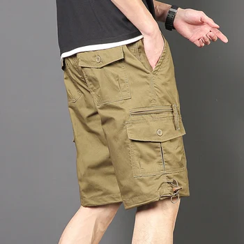 Новые летние шорты-карго большой длины Мужские Повседневные хлопчатобумажные брюки-капри с несколькими карманами Бриджи Тактические военные камуфляжные шорты 5XL