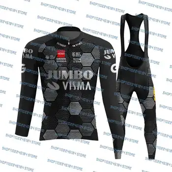 Новый комплект из черной велосипедной майки Jumbo Visma Honeycomb 2023 года, мужская Велосипедная форма для гонок MTB с длинным рукавом Ropa Ciclismo для верховой езды