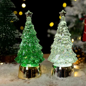 Ночные огни в форме рождественской елки, светящиеся хрустальные рождественские елки, настольные украшения