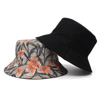 Обратимые шляпы-ведра, складной солнцезащитный крем в стиле хип-хоп с цветочным принтом, Мужская Женская Панама, Хлопковая защита от солнца, Уличная кошка-рыбак