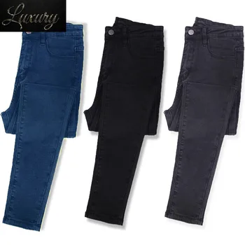 Осенние женские узкие джинсы с высокой талией, модные тонкие джинсовые длинные брюки-карандаш Camisa Feminina, женские толстые брюки, одежда 40