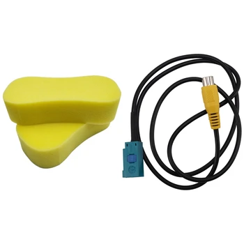 Парковочный адаптер для камеры заднего вида Fakra с кабелем RCA с суперпоглощающей многоцелевой губкой для чистки - желтый 2 упаковки