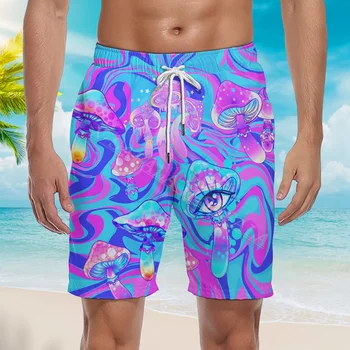 Плавательные шорты по индивидуальному заказу в стиле грибного триппи-хиппи, шорты для летнего пляжного отдыха, мужские плавательные штаны, полукомбинезоны-2