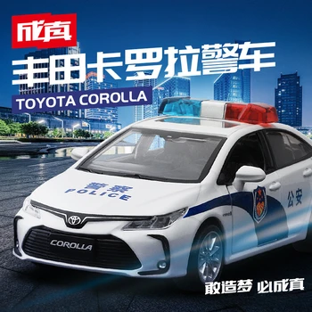 Полицейская машина Toyota Corolla 1: 32 Модели автомобилей из сплава, изготовленные на заказ, и игрушечные металлические транспортные средства, модели автомобилей со звуком и светом, коллекция подарков для детей