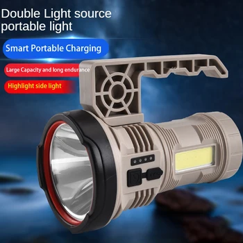 Портативный светодиодный фонарик с сильным светом, уличный супер яркий ручной прожектор, перезаряжаемый прожектор, водонепроницаемый фонарик