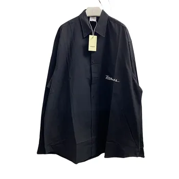 Рубашки с длинным рукавом Vetements, черная классическая вышитая фирменная мужская Женская рубашка Vtm, топ с логотипом и бирками