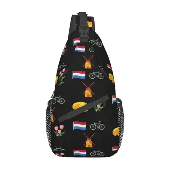 Рюкзак через плечо с флагом Нидерландов, мужская изготовленная на заказ Голландская нагрудная сумка для путешествий, походный рюкзак