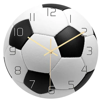 Футбольные настенные часы для спален- Уличные часы для декора гостиной во внутреннем дворике, не тикающие настенные часы с декоративным управлением