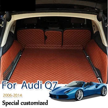 Хорошее качество! Специальные коврики в багажник автомобиля для Audi Q7 5 мест 2014-2006, прочные ковры для багажника, аксессуары для защиты вкладышей