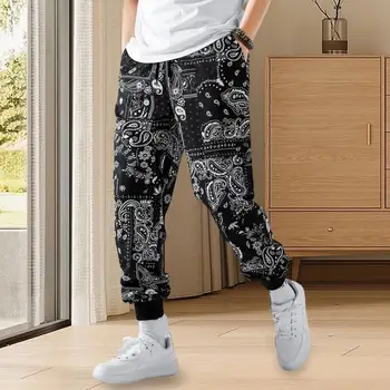 Эластичные брюки на щиколотках, баскетбольные брюки, быстросохнущие дышащие мужские летние брюки с эластичной резинкой на талии, мягкие Модные брюки с принтом